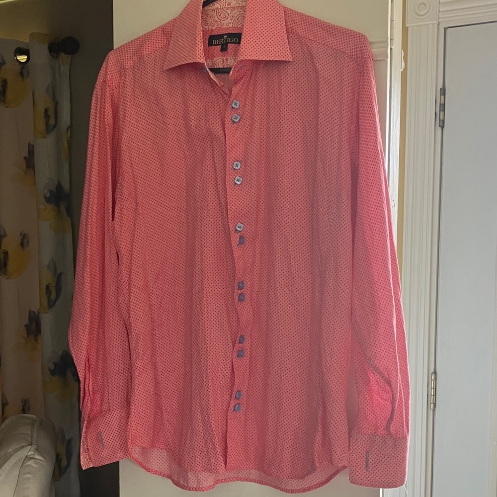 Bertigo Men's Coral Button Down Shirt